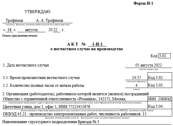 Акт н1 коды. Акт н1 коды